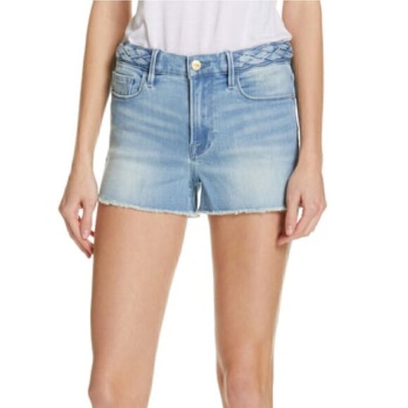 FRAME Le Cutoff Braid Waist Denim Shorts size 26 - Picture 16 of 16